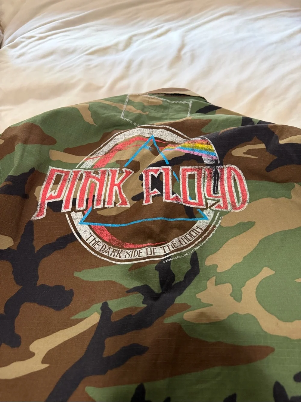 People of Leisure Pink Floyd Upcycled  Camo Utility Jacket with Badges S/M/L